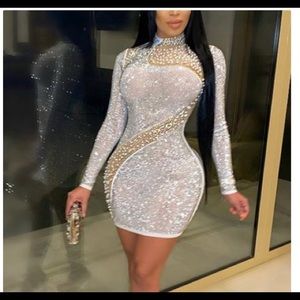 Sparkle long sleeve mini dress